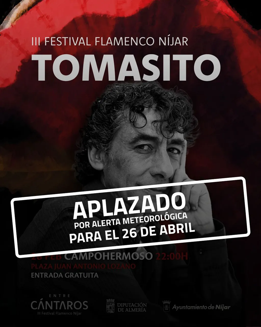 Aplazado el concierto de Tomasito en Campohermoso